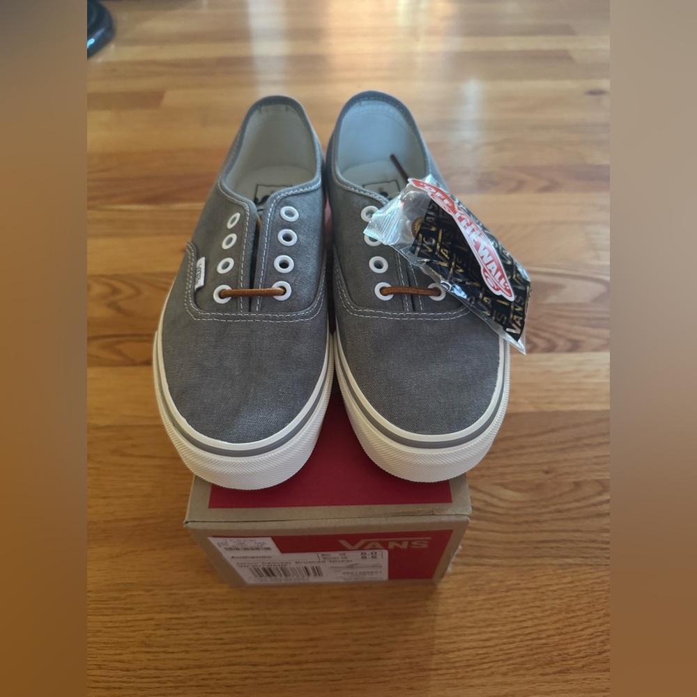 Vans Authentic Worn Canvas Brushed Nickel Size 5M/6.5W NWT